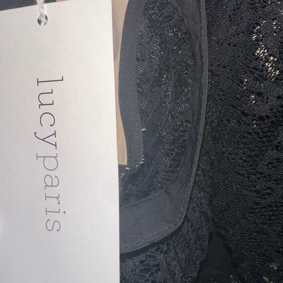 NWT Lucy Paris Black Lace Halter Off the Shoulder Maxi Dress - Picture 6 of 6